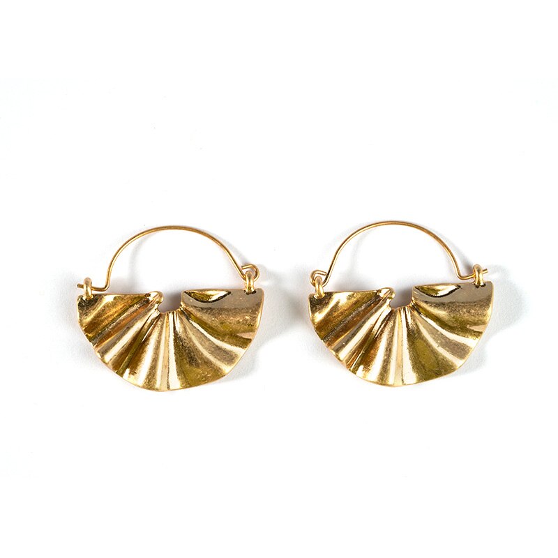 Fan Metal Earrings for Women Jewelry dangle Earrings Bohemia White/Golden fans Earring