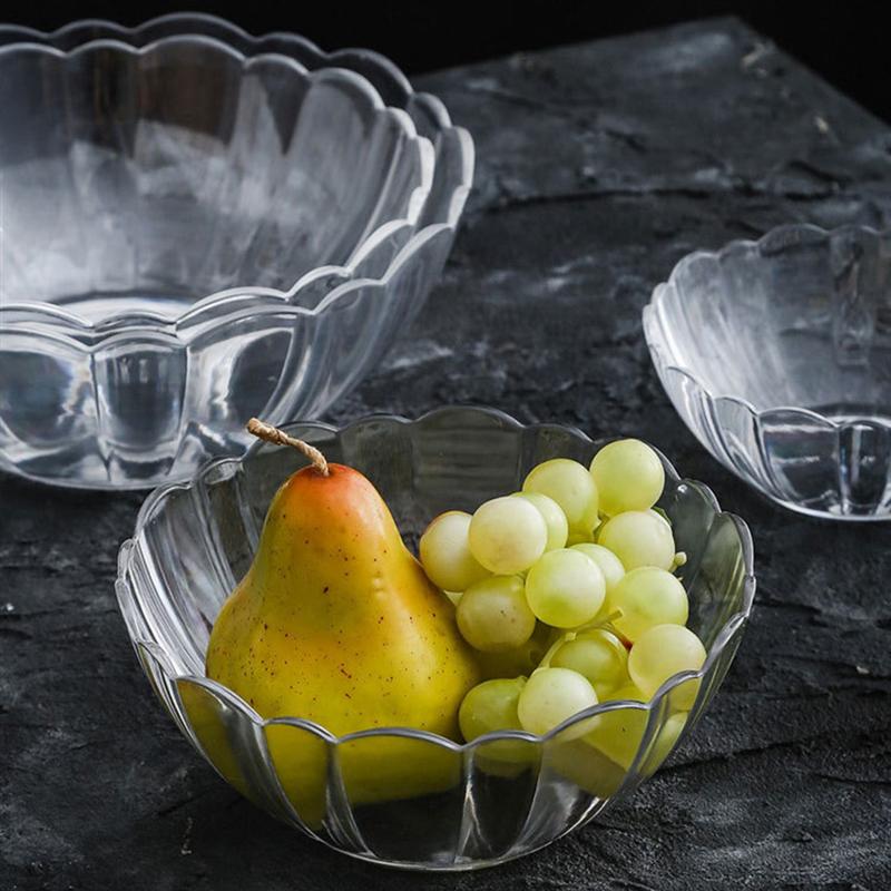 Akryl rund klar salatskål mad servering lotus skåle til frugt grøntsag dessert snack