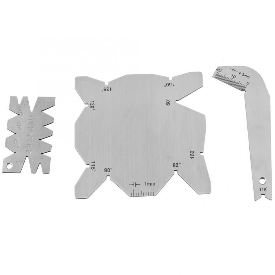 3 pcs Set Drill Angle Inspection Carpenter Tools Drill Diameter Angle Gauge Set Sharpener Tools S/S Ruler Woodworking