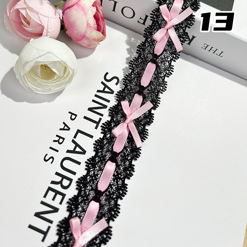 1m rosett plisserad spets handgjord gör-det-själv-dekoration babykläder kjol fåll kläder spets accessoarer gardiner heminredning accessoarer: Flerfärgad