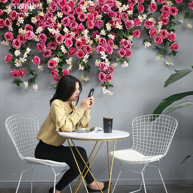 Enredadera de flores artificiales, tira de plantas artificiales, decoración de pared de flores, árbol, enredadera de plástico para el hogar, boda y vacaciones