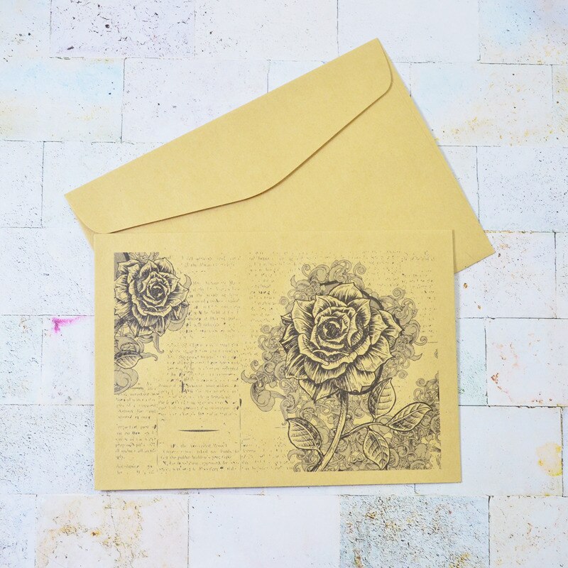 Romantic Rose Letter Paper Envelope Message Card Letter European Kraft Vintage Writing Love Paper Lettering Letter Set