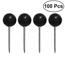 100Pcs Mini Push Pins Ronde Bal Head Kaart Kopspijkers Met Roestvrij Punt Voor Kantoor Thuis Ambachten Diy Markering Push pins (Zwart/Rood)