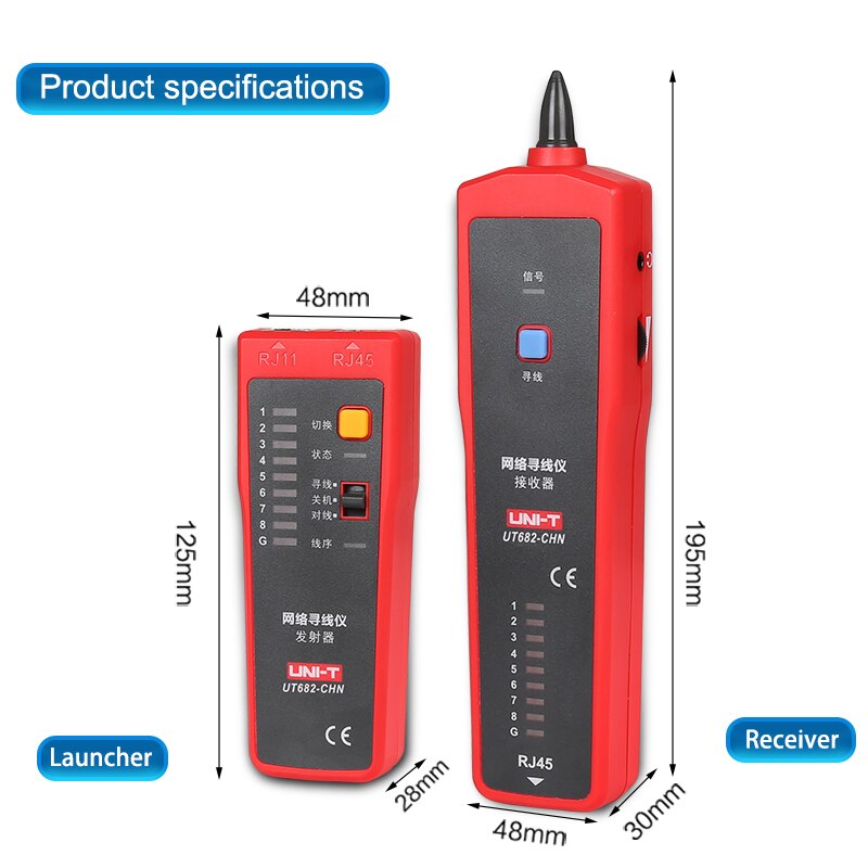 UNI-T Wire Tracker Handhold Cable Testing Tool/Network Cable/Telephone Line Calibration Cable Tester UT658 Wire Tester Tracker