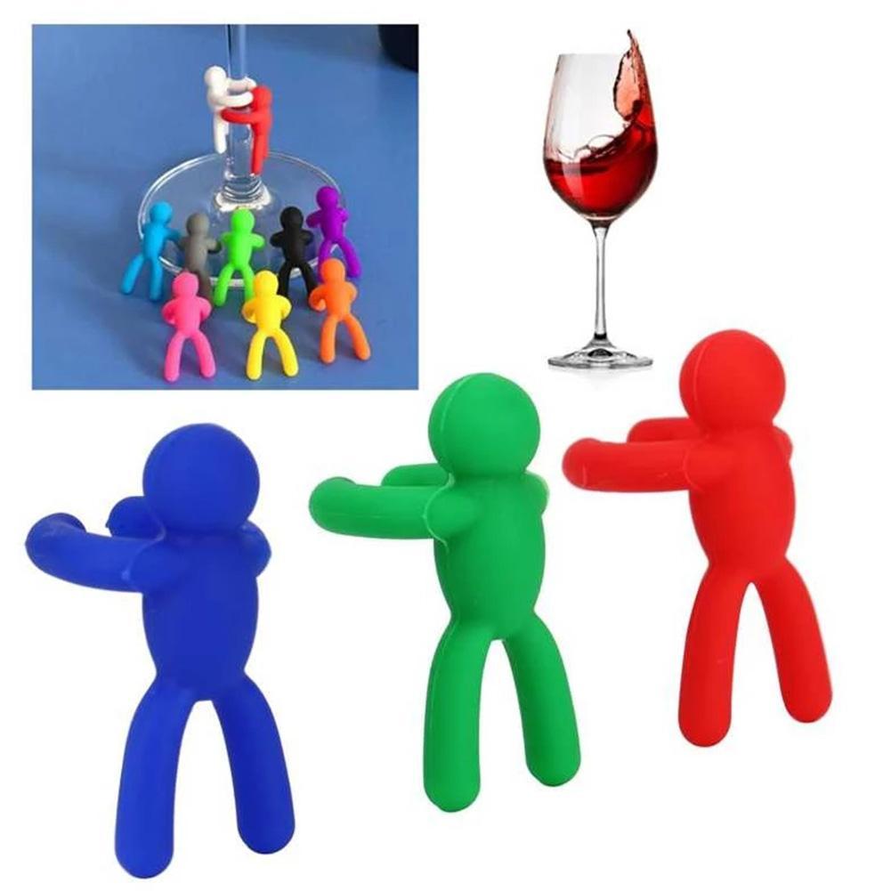 Lot de 6 étiquettes de reconnaissance de verres à vin en Silicone, étiquettes d&#39;identification de verres à boire, signes d&#39;étiquette pour accessoires de bar de fête