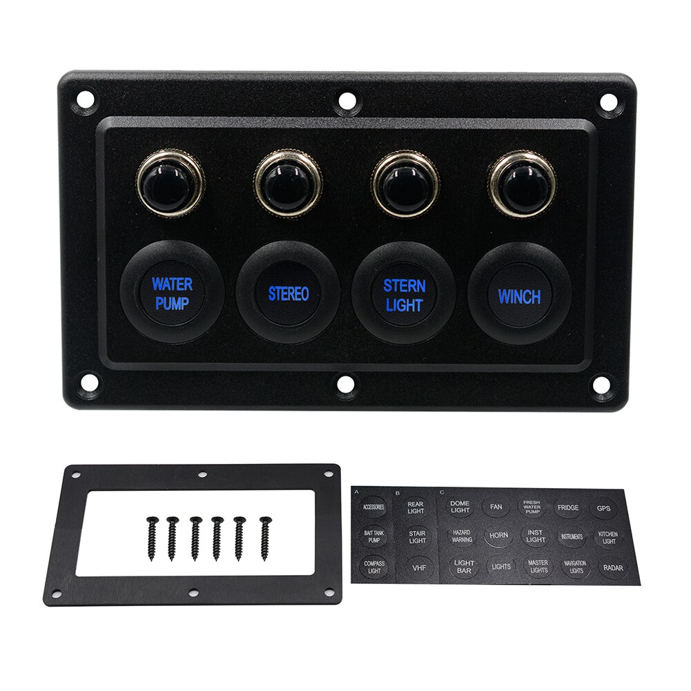12-24V Universal RV Auto Yacht Cab Single Touch Panel Retrofit Control 4 Position Illuminated Switch