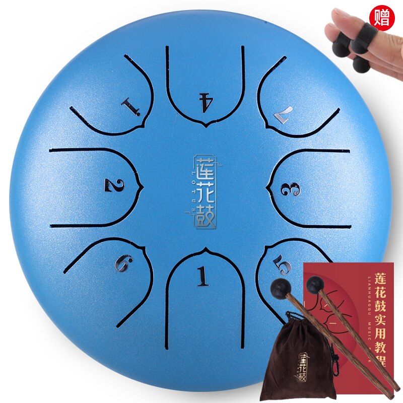Tongue Drum 6 Inch Steel Tongue Drum 8 Tune Hand Pan Drum Tank Hang Drum With Drumsticks Carrying Bag Percussion Instruments #ED: Blue