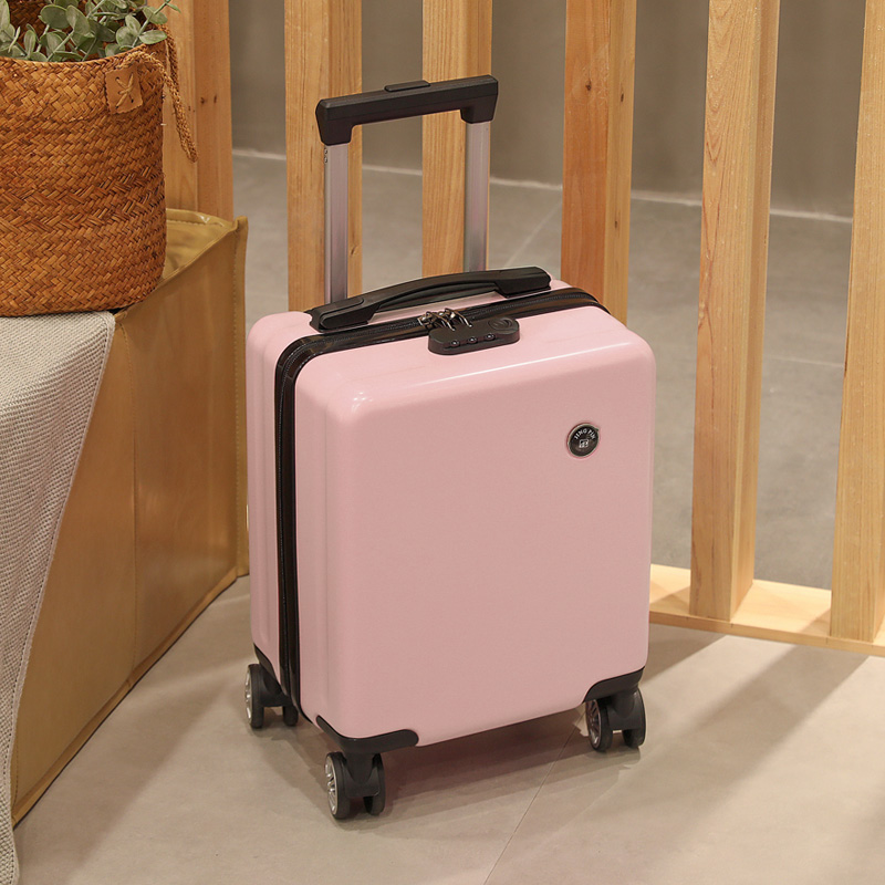 Mini maleta con ruedas universales para hombre y mujer, Maleta pequeña de 14/16 pulgadas, equipaje con contraseña: Rosa / 14 pulgadas