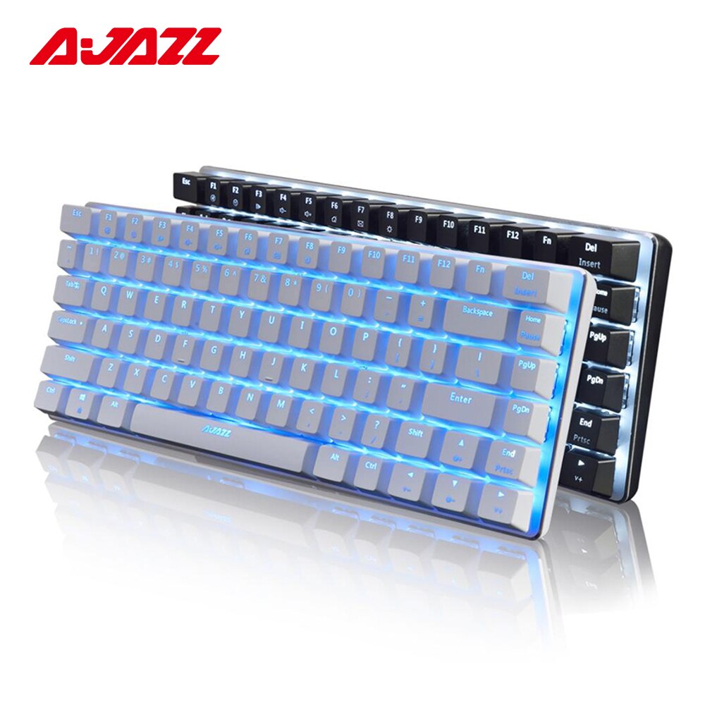 Ajazz AK33 klawiatura mechaniczna 82 klawiatura anty-ghosting klawiatura do gier niebieski/czarny przełącznik Gamer PC podświetlenie do laptopa niebieski biały RGB