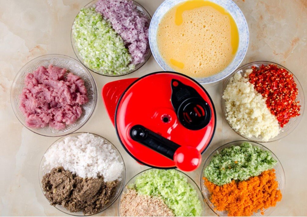 2000ml Meat Slicer Machine Kitchen Manual Food Processor Egg Mixer Fruit Vegetable Nut Meat Chopper with 3 Gears Kitchenware