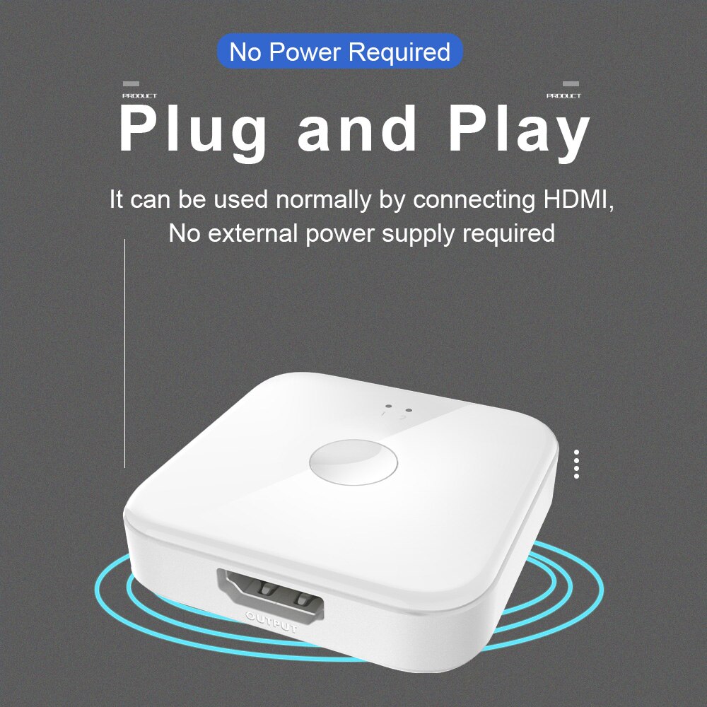 HDMI Bidirectional Switch 2 In 1 Out 1 In 2 Out 4K HD Splitter HDMI Video Splitter 4K * 2K @ 30HZ, 2K @ 60HZ QH200 White