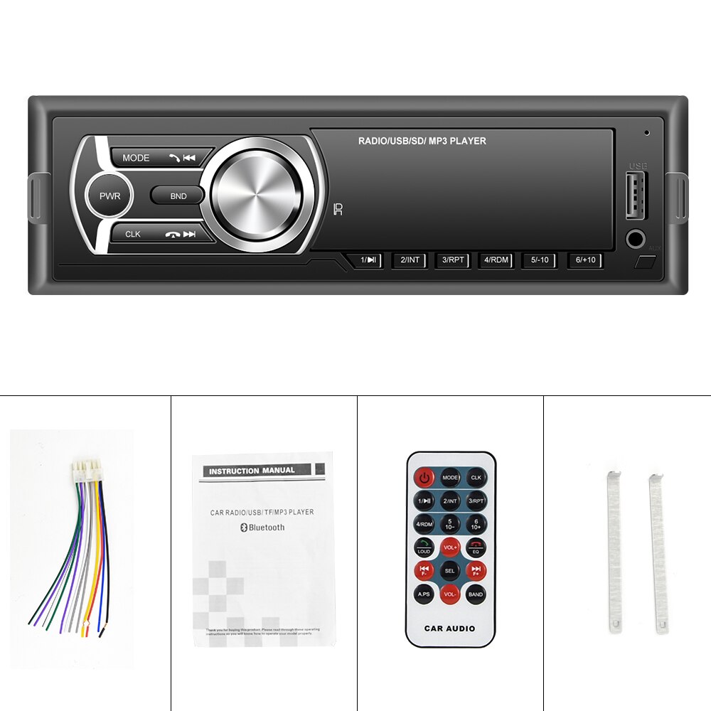 AMPrime Car Radio 1din Car Auto Audio Stereo Bluetooth Autoradio FM/AUX/TF/USB With Rear view Camera Steering Wheel Control