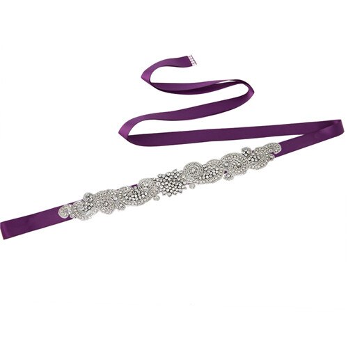 Topqueen S366 Koninklijke Medaille Ambachtelijke Bruid Riem India Kant Bridal Riemen Hand Made Wedding Sjerpriem Kralen Riem Voor Bruiloft jurk: Purple