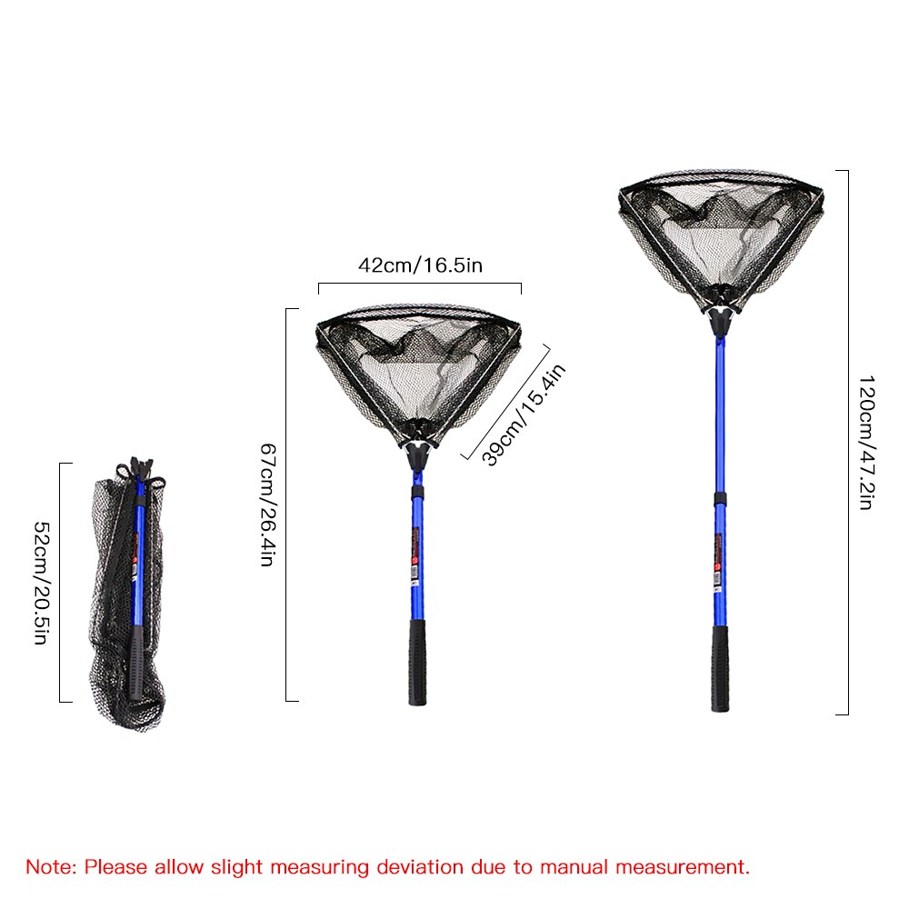 Folding Fishing Net Foldable Fish Landing Net Aluminum Telescopic Pole Handle Nylon Mesh for Safe Fish Catching Releasing