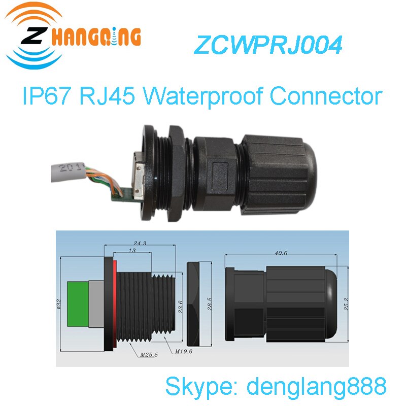 PCB IP67 M25 Ethernet LAN RJ45 Wasserdichten Stecker verdrehte-Paar-Kabel