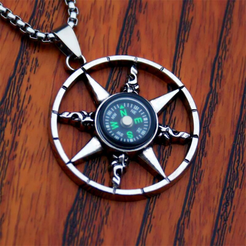 Trendy Navy Kompas Hanger Ketting Mannen 60Cm Lange Ketting Vrouwen Sieraden Vriendschap