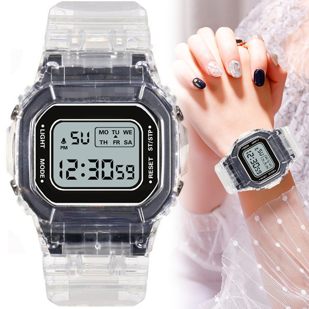 LED Digital Watch Crystal Square Women Watches PCV / F91W Steel Strap Sports Watches Electronic Wrist Band Clock Students