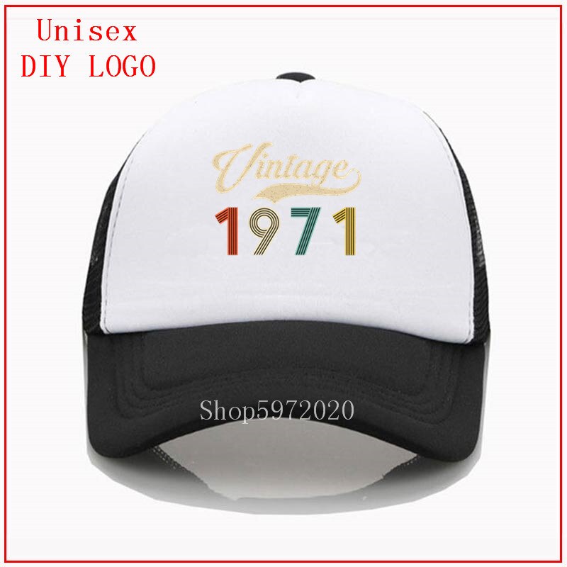 Vintage 1971 Retro Born in 1971 49th Birthday Perfect for Father DAD BF beach hats women fitted hat anime hat: 5black-white / Adult