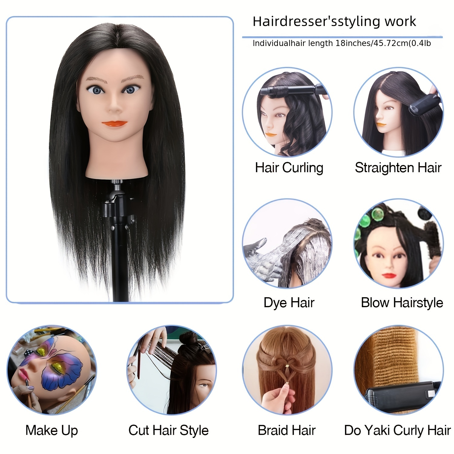 Hair Mannequin Head for Hairdresser Training and Practice-Perfect for Use