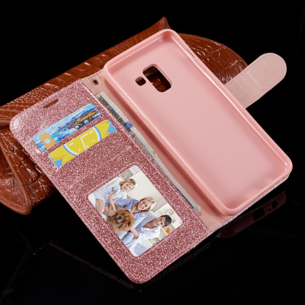 Bling Diamond Flip Case For Samsung Galaxy A8 A7 A750 A6 A3 A5 A520 A320 Leather Wallet Book Glitter Cover Case