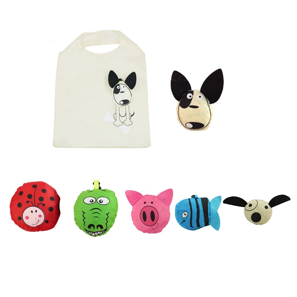 5Pcs Cute Reusable Grocery Bags In Pouch - Animal Bag - Foto 10