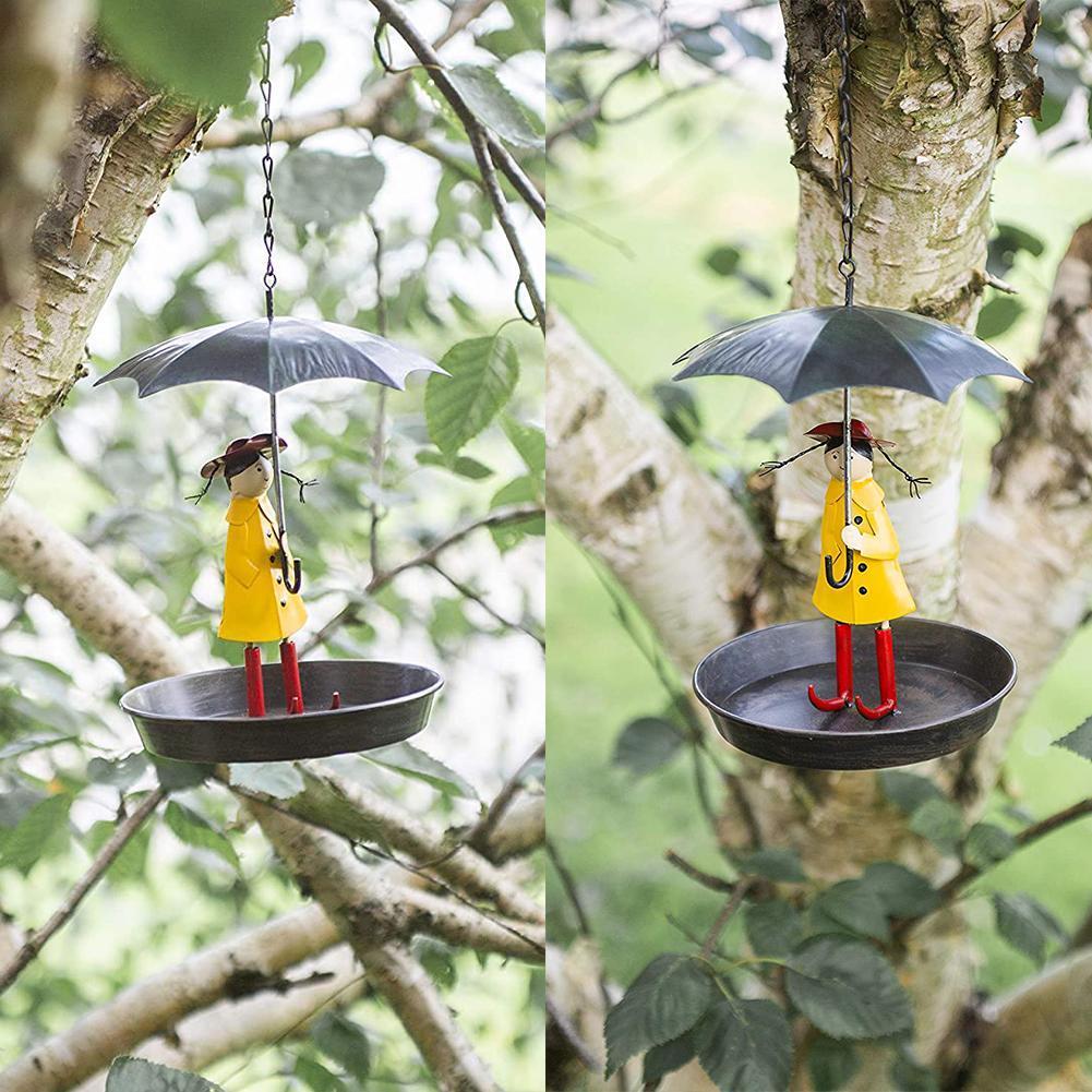 Vogel Feeder Metalen Hangende Ketting Meisje Paraplu Vogel Feeder Voor Wilde Vogels Opknoping Keten Vogel Feeder Lade P9K1