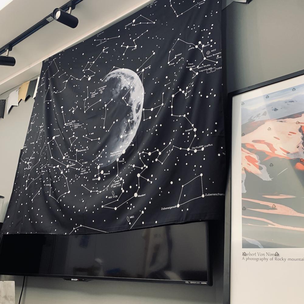 Unique Black Space Tapestry Starry Sky Wall Tapestry Galaxy Planet Constellation Tapestry Bohemian Wall Hanging Tapestry
