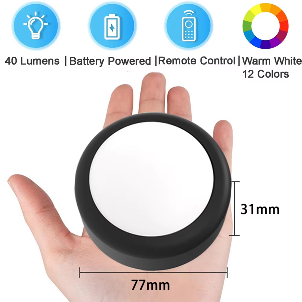 RGBW LED Puck luces nocturnas Control remoto regulable debajo del gabinete luz con pilas lámpara de empuje inalámbrica armario de cocina
