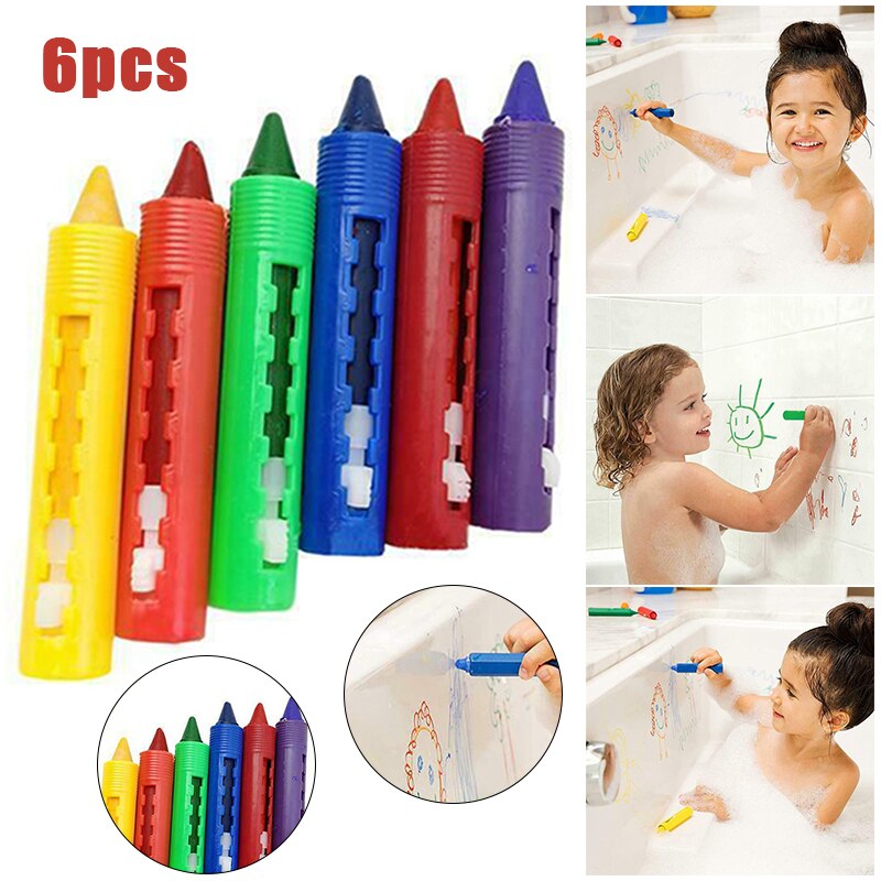 6Pcs Washable Crayon Kids Baby Bath Time Paints Drawing Pens Toy for Halloween Makeup DU55: Default Title