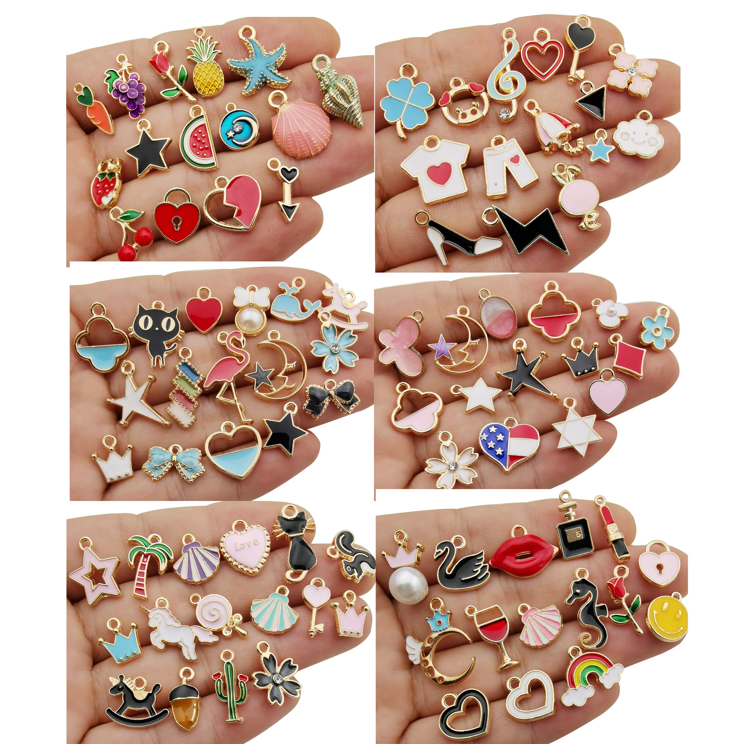 90pcs Mixed Animals Fruit Moon Star Dainty Flower Dangle Charm Pendant for DIY Necklace Bracelet Earring Jewelry Making