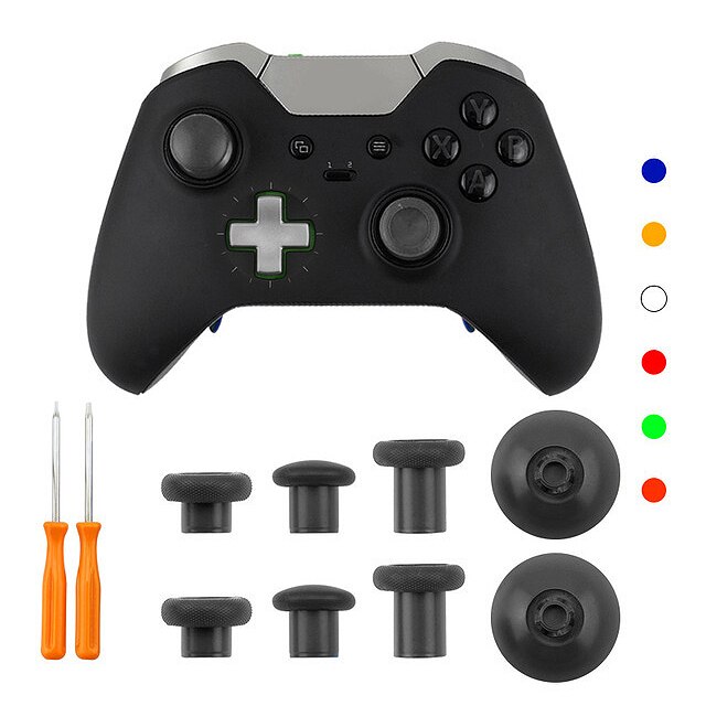for One Elite Controller 8Pcs Metal Replacement Swap Thumbsticks Joystick Caps Controller Black