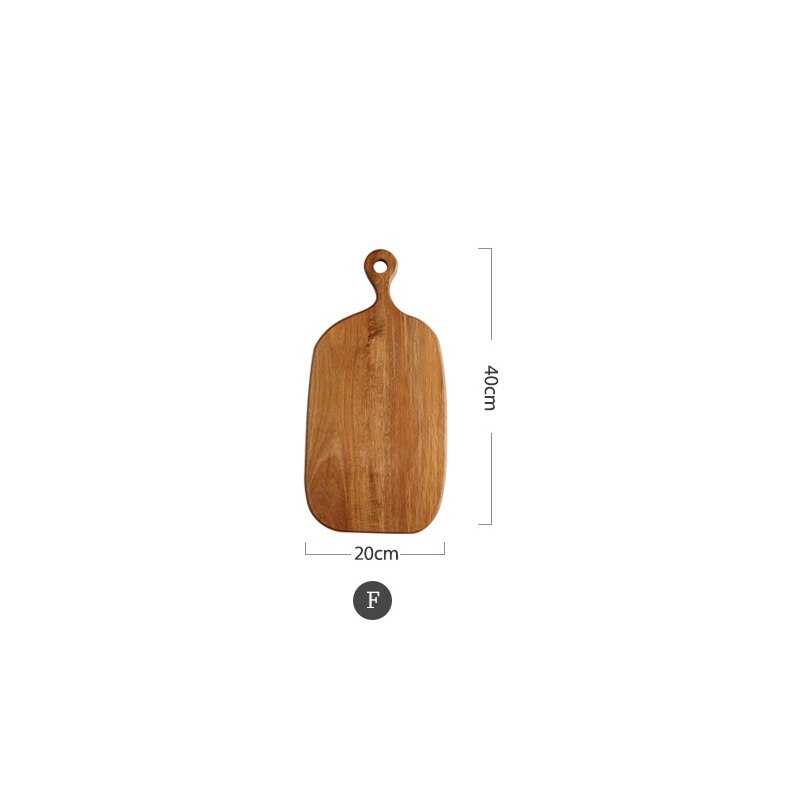 Tabla de cortar de madera de Acacia para el hogar, tabla para picar fruta y carne, antibacteriana, artística, a prueba de moho, comida para niños: F