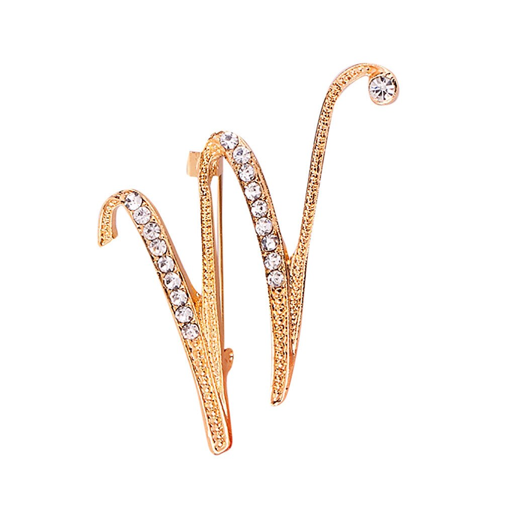1PC Crystal 26 English Letters Brooch Metal Vintage Women Pin Couple Memorial Jewelry Love Party Garment Accessories #1029