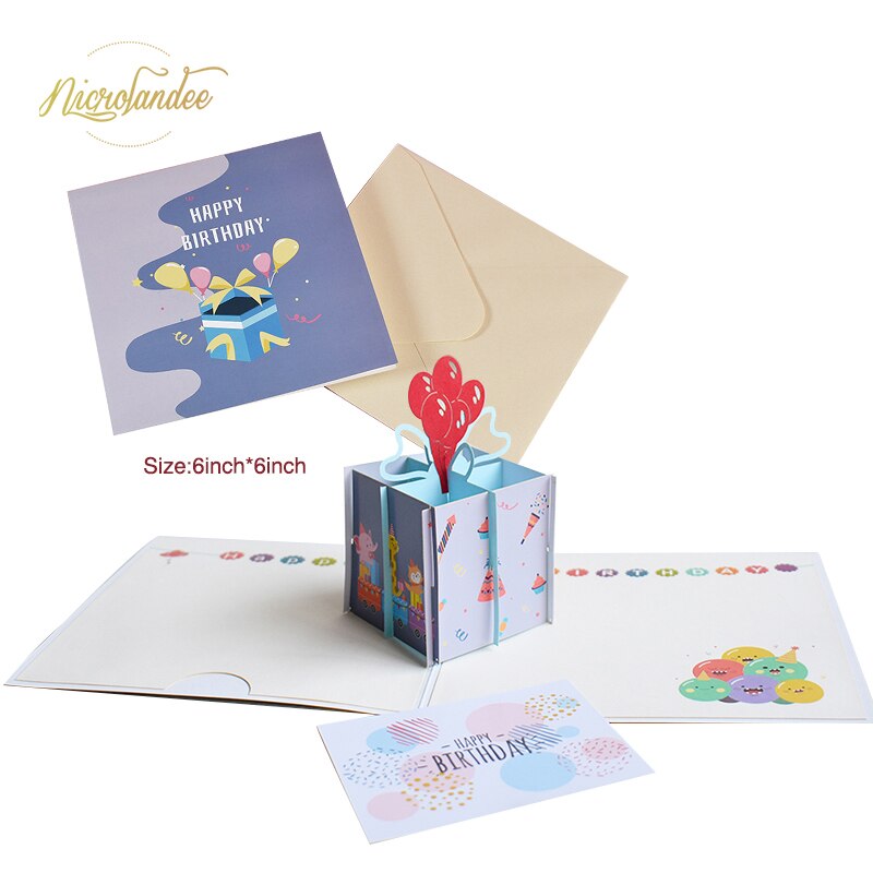 NICROLANDEE 3D Pop-Up Birthday/Greeting Cards Handmade Birthday Party Postcards Card with Envelopes for Your Loved Ones: Gift Box