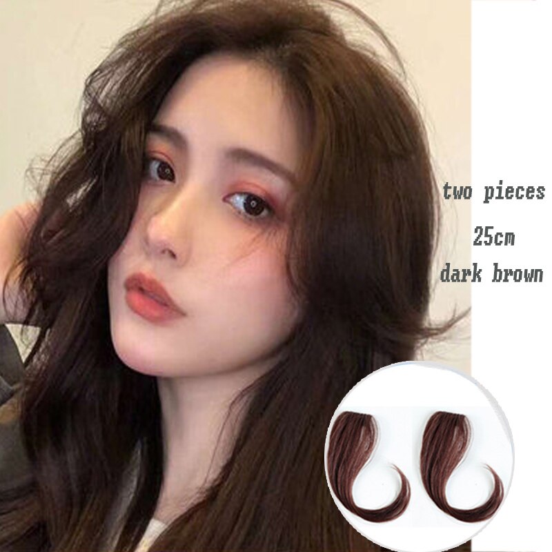 synthetic Bangs clip on Front Hair Side Fringe Hair Synthetic Hair Bangs Hairpiece Long Bangs Extensions for Women 25-35cm: 25-2-33-2