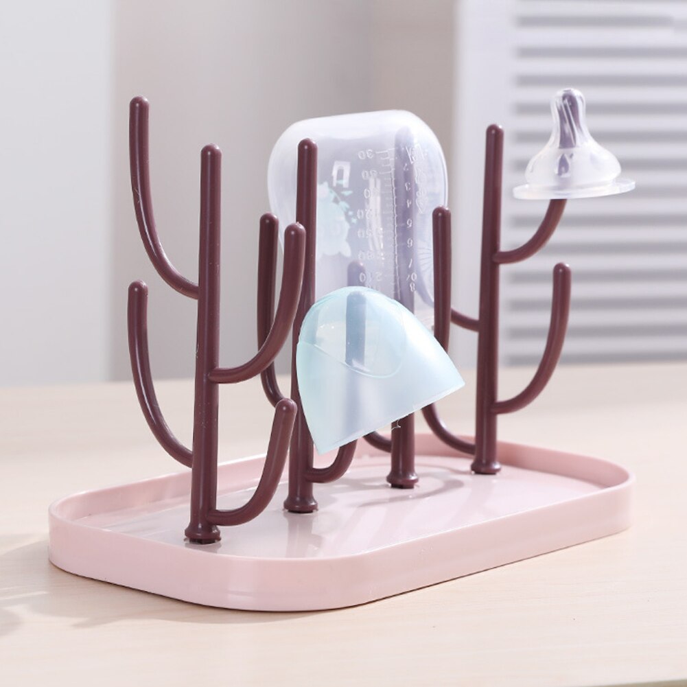 Cactus forme détachable gain de place étendoir salle de bain comptoir de cuisine support de verre ABS Simple stockage multifonctionnel Drain: Rose
