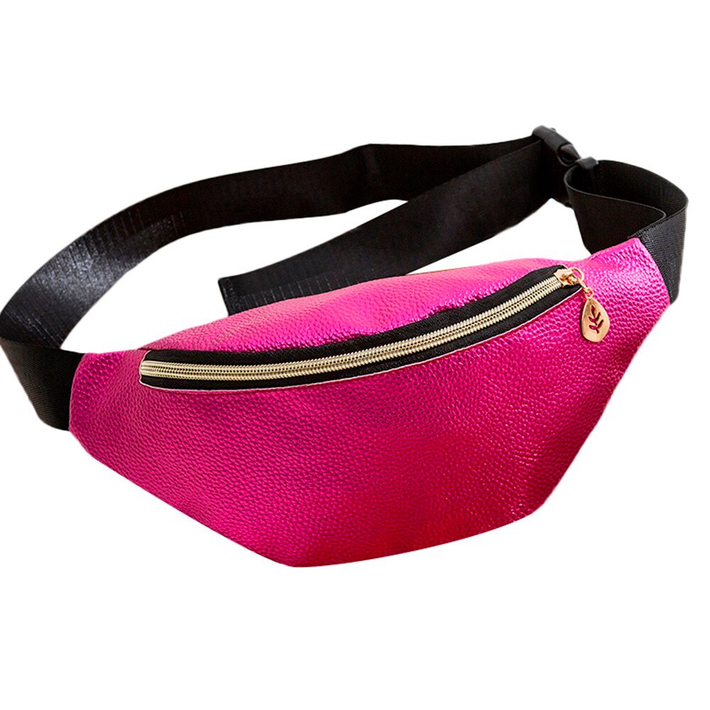 25#  nyeste midje bag kvinne belte merke bryst veske unisex fanny pack damer midje pakke mageposer veske: Hot pink