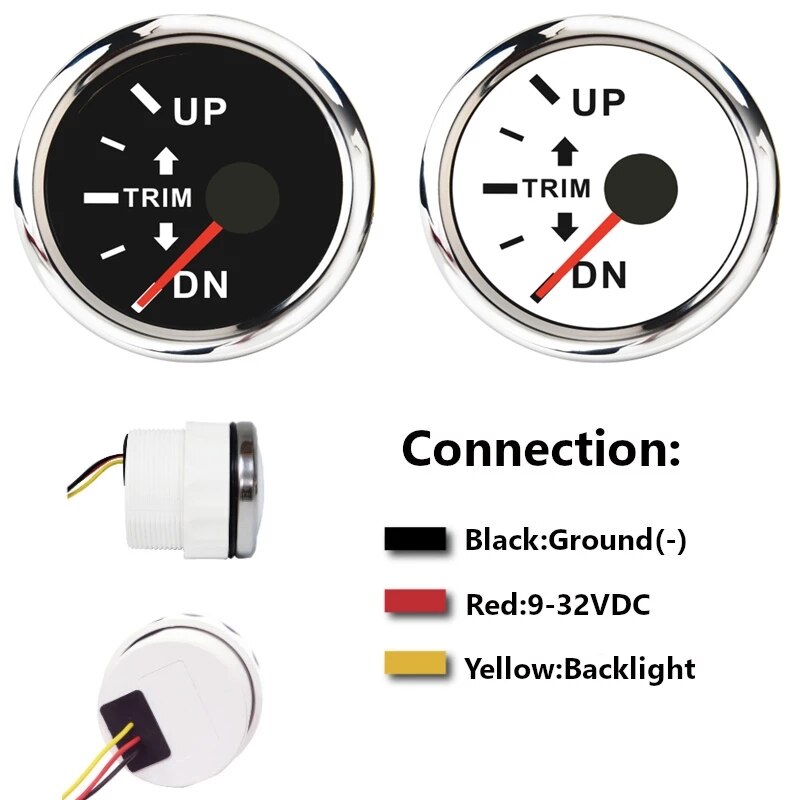 52mm trimmen Messgerät Für Stiefel Außenbordmotor hoch-DN Rechts Seite trimmen Meter 0-190 Ohm Mit verrotten Hintergrundbeleuchtung 12V/24V Edelstahl Lünette