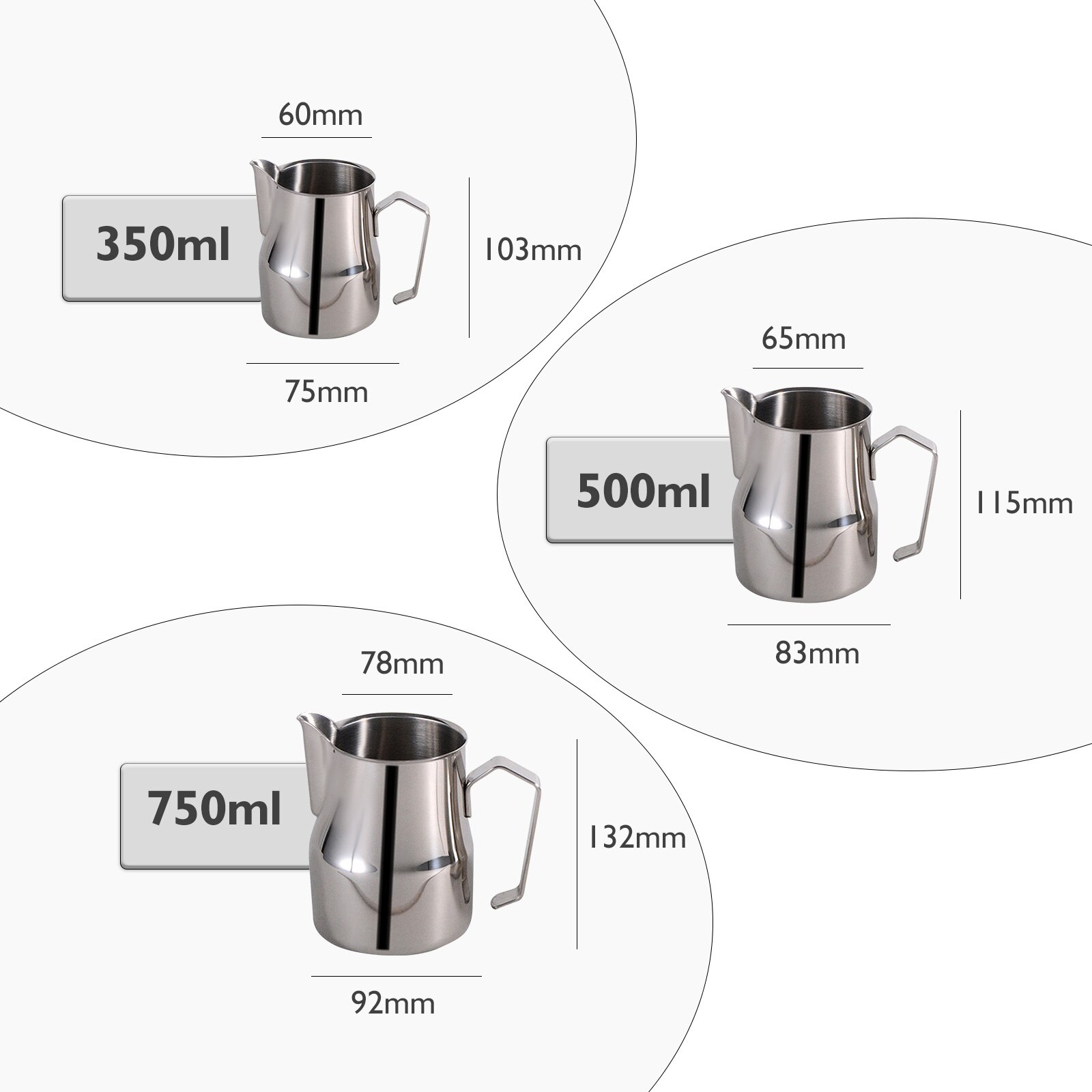 304 Stainless Steel Milk Frothing Pitcher 350ml Milk Coffee Steam Pitchers Suitable for Espresso Latte Art Frothing Milk