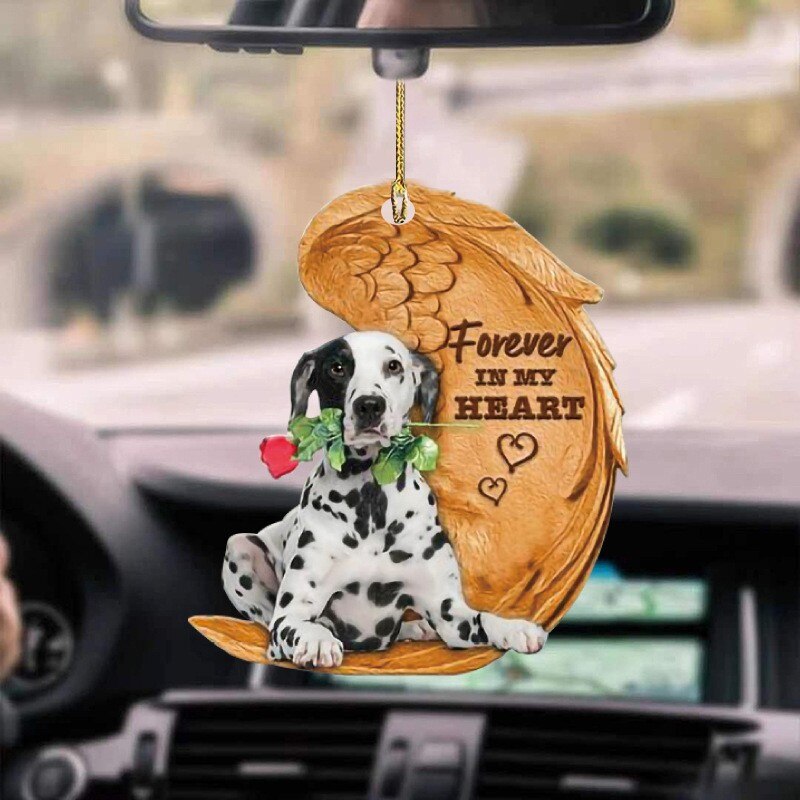 Pendentif ailes d&#39;ange chien, ornement de voiture mignon pendentif ailes de chien, sac à dos automobile, dessin animé porte-clés pour décoration de rétroviseur: J