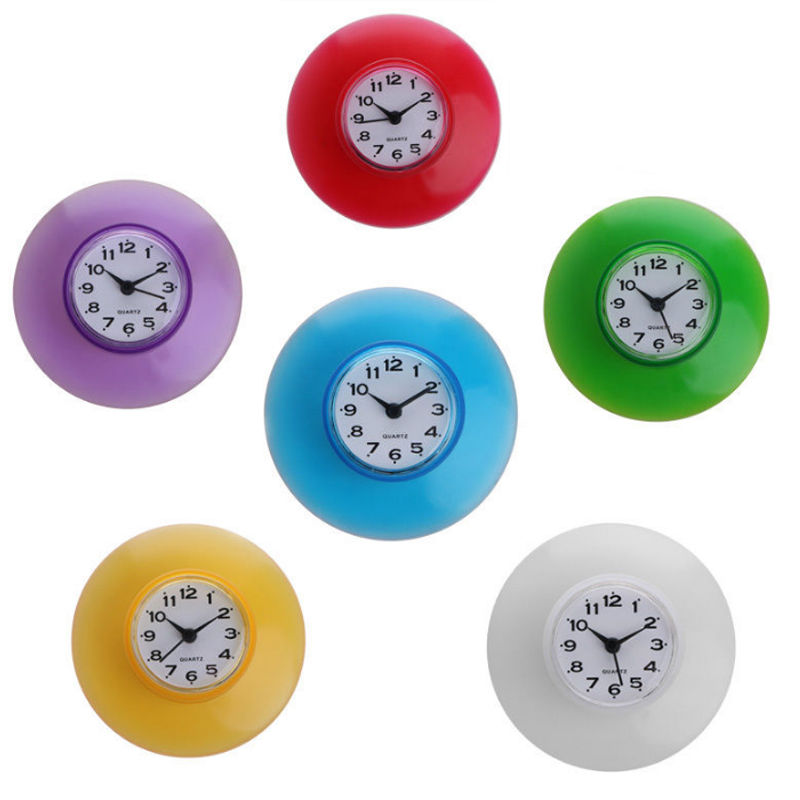 Mode Waterdichte Keuken Badkamer Bad Douche Klok Zuignap Sucker Muur Decoratie