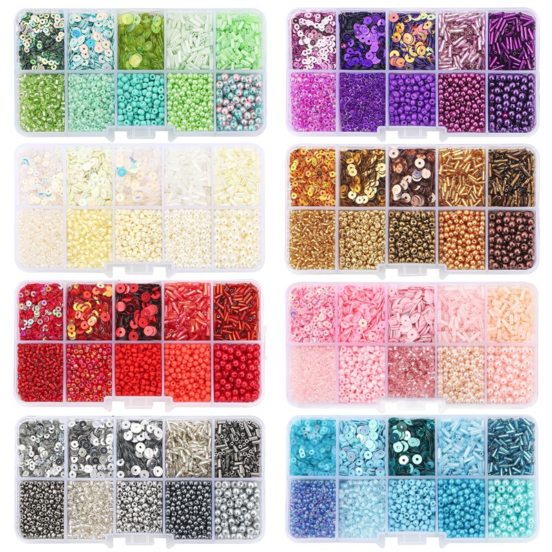 Tsjechische Crystal Glas Zaad Kralen Sequin Kit Charmes Alfabet Kralen Doos Voor Sieraden Maken Diy Armbanden Ringen Oorbel Zak Schoenen set