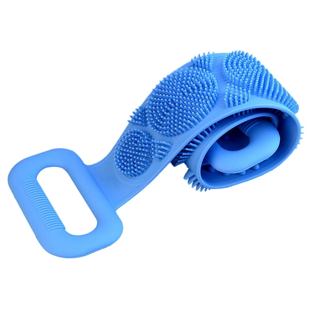 Double-Side Siliconen Bad Borstel Wassen Scrub Body Massage Douche Scrubber: Blauw