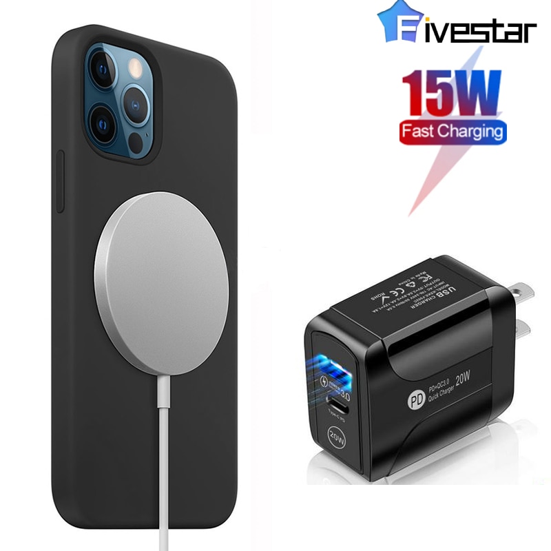 Magnetische 15W Drahtlose Ladegerät Schnelle Ladung Schnell PD 20W uns UK EU Stecker Drahtlose Ladegerät Für IPhone 12 Profi Max Mini Für Magsafing