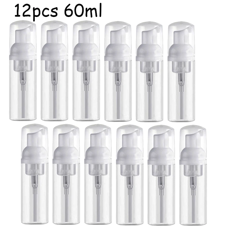 12 Stuks 30/60Ml Draagbare Schuimfles Lege Pomp Heldere Fles Lotion Shampoo Dispenser Hervulbare Flessen Pomp Foam Fles: Licht Groen