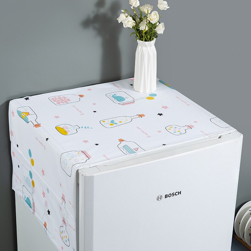 Cubierta blanca antipolvo para refrigerador, con bolsa de almacenamiento, cubierta impermeable para muebles, patrón de necesidad diaria Simple: color 06