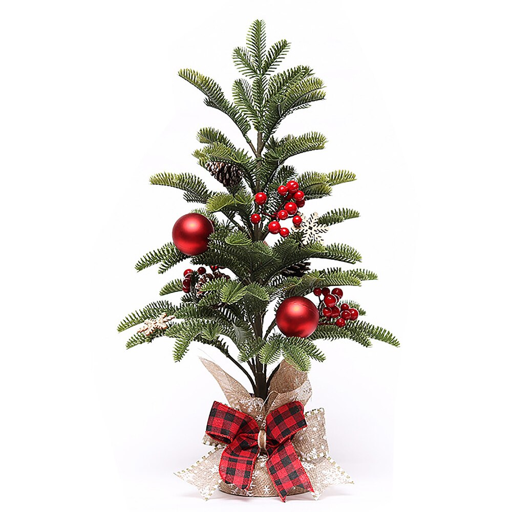 Plastic Tree Artificial Flowers Christmas Wreath Desktop Decoration Trees Festival Supplies Mini 50cm Pine Needle PE Wood Chips