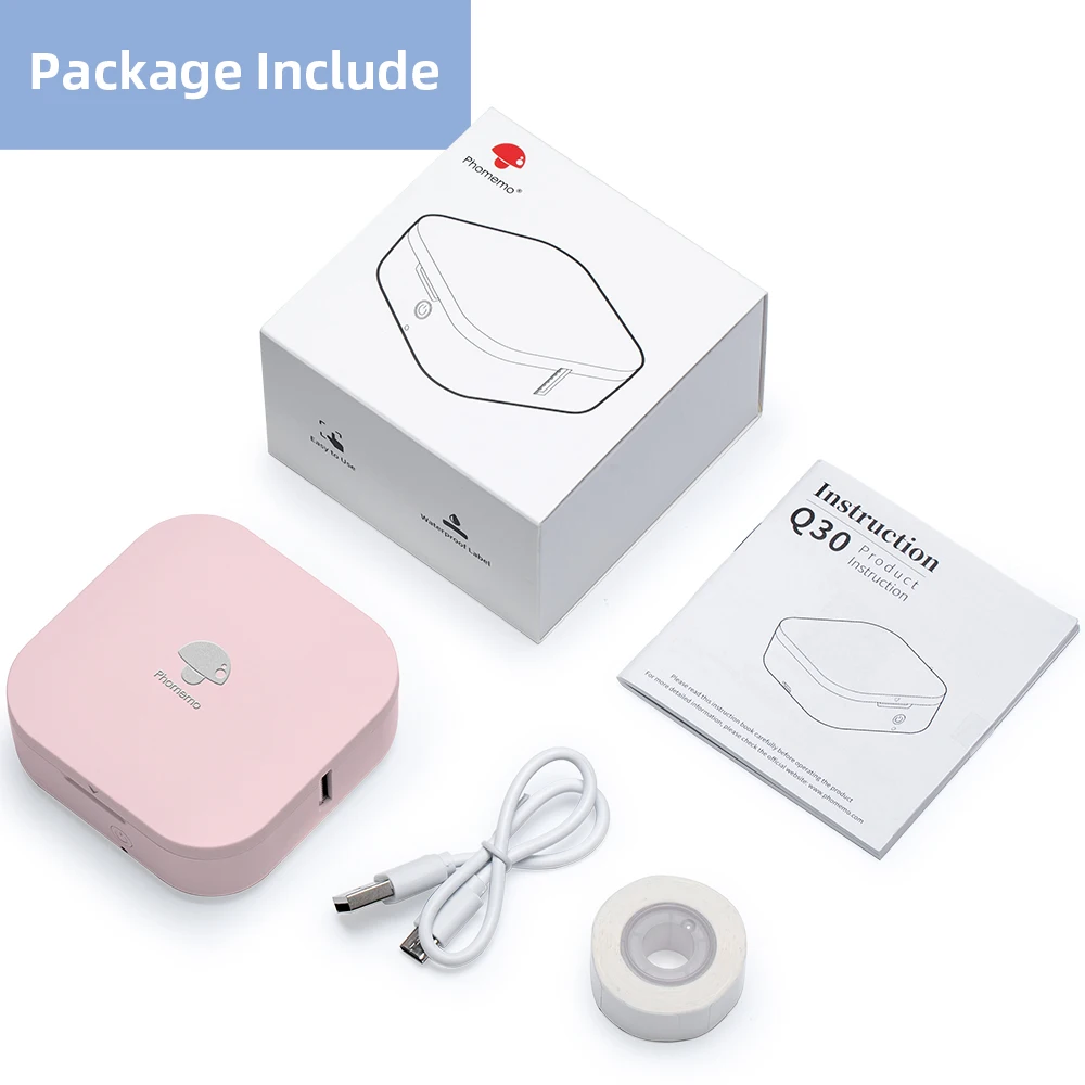 Phomemo Q30 Wireless Label Printer Bluethooth Printer Pocket Thermal Label Sticker Maker Hebrew APP Similar as Niimbot D110 D11: green
