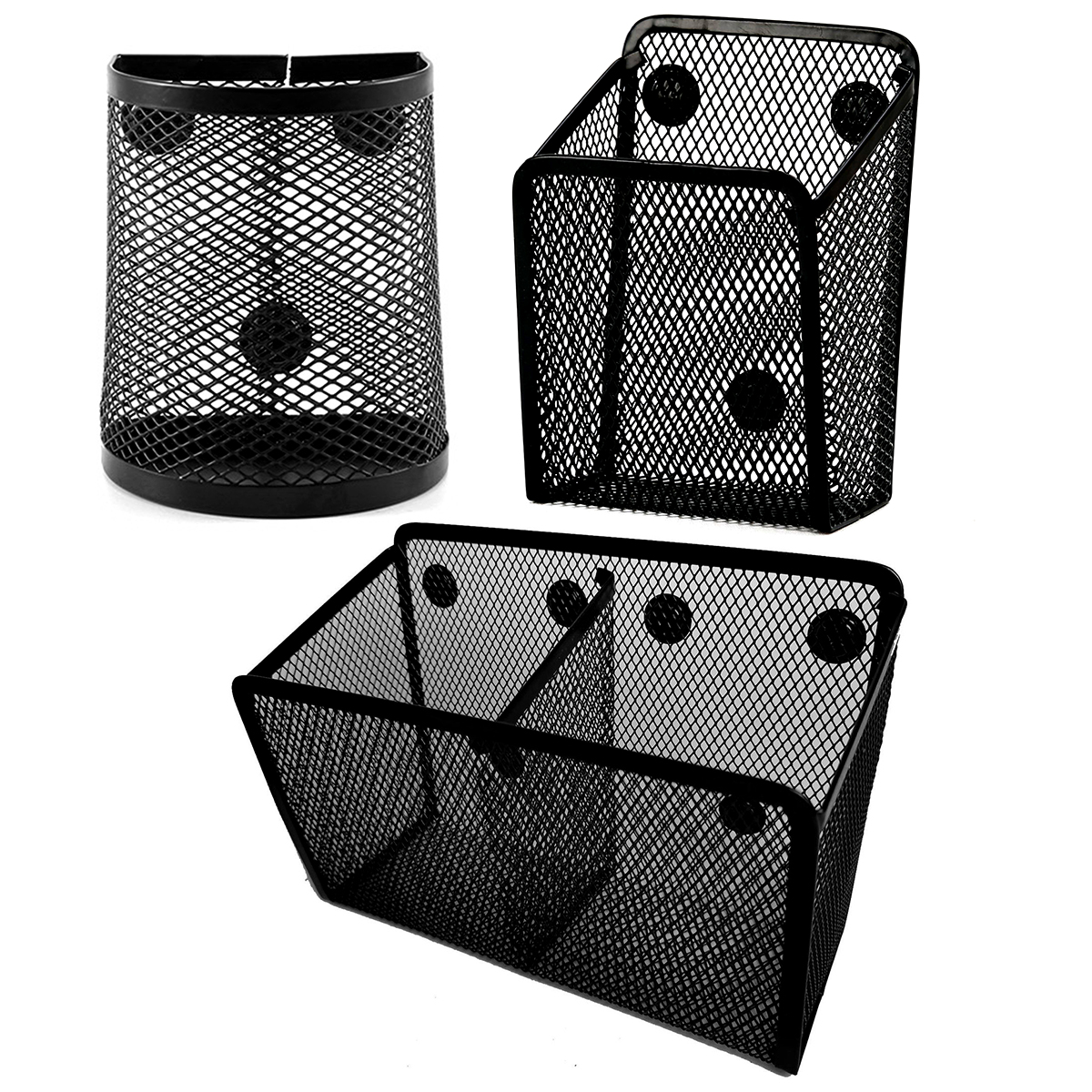 Gittergewebe Magnetischer Stifthalter Metall Stationärer Organizer Schreibtisch Schreibwaren Aufbewahrung Gittergewebe Korb für Kühlschrank Spind Büro