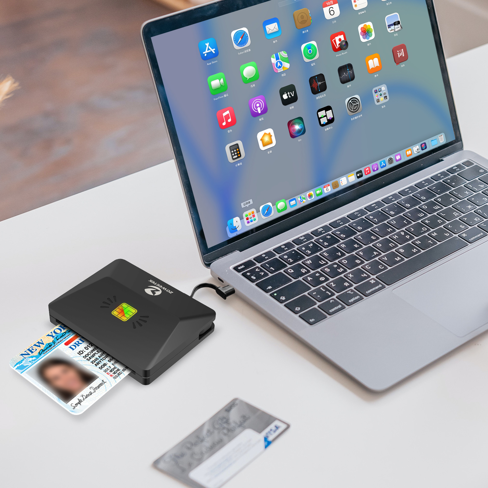 Zoweetek Type-C ID Smart Card Reader Electronic DNI Reader for EMV IC DNIE Chip DNI Smart Card ZW-12026-X